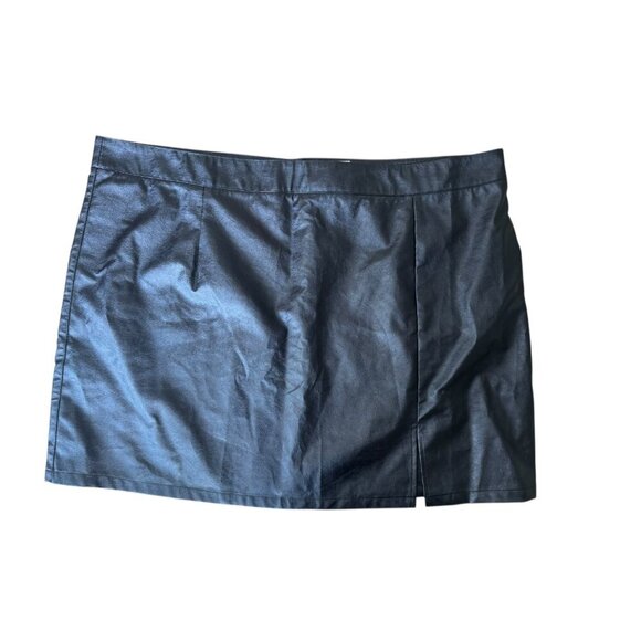 Princess Polly Faux Leather Mini Skirt Black | Size 20 High Waist Zip Detail - Picture 1 of 2